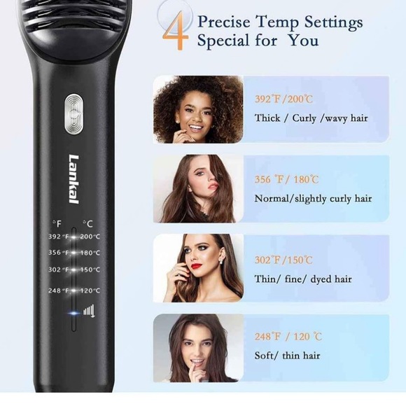 Hair Straightener Brush, Anti-Scald Fast Heating MCH Ceramic Comb - Picture 2 of 7